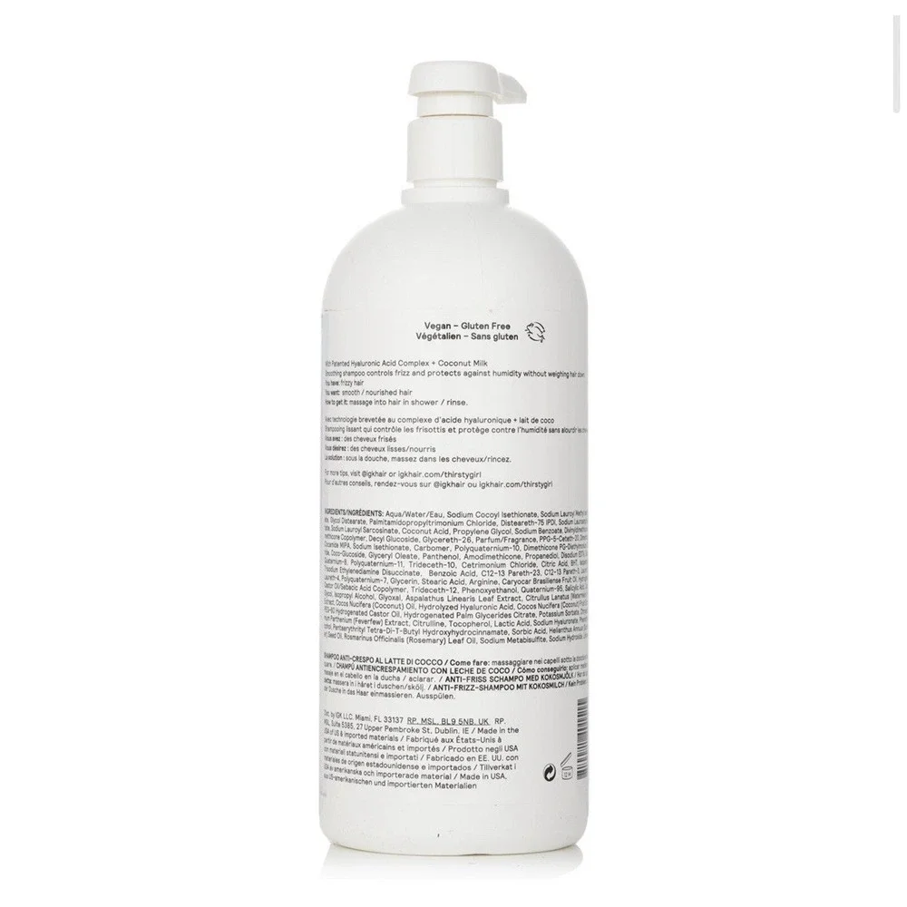 IGK‎ Thirsty Girl Coconut Milk Anti Frizz Shampoo With Pump 33.8 Fl Oz NEW